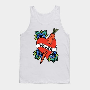 VEGAN TRADITIONAL TATTOO HEART WITH CARROT DAGGER Tank Top